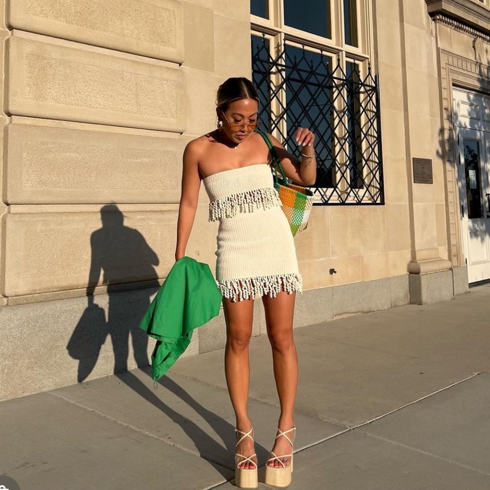 NWT Dion Lee Wave Crochet Cream Bandeau & Skirt Set - Size S